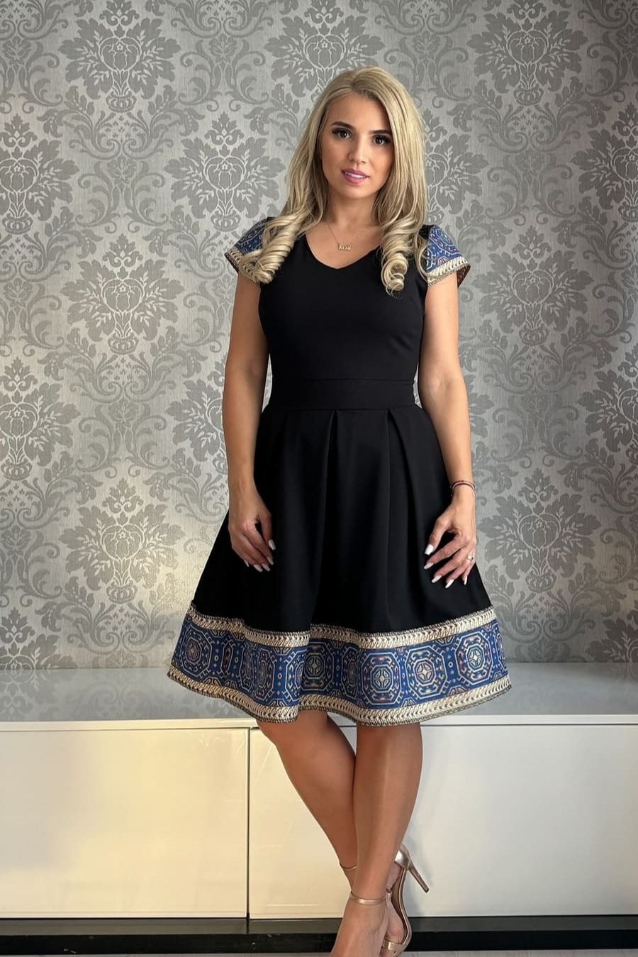 Rochie Ana aripioara brau albastru negru