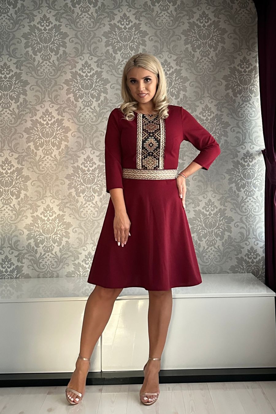 Rochie Erica ml brau inchis bordo
