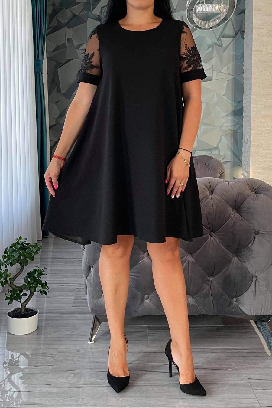 Rochie Helen dantela neagra