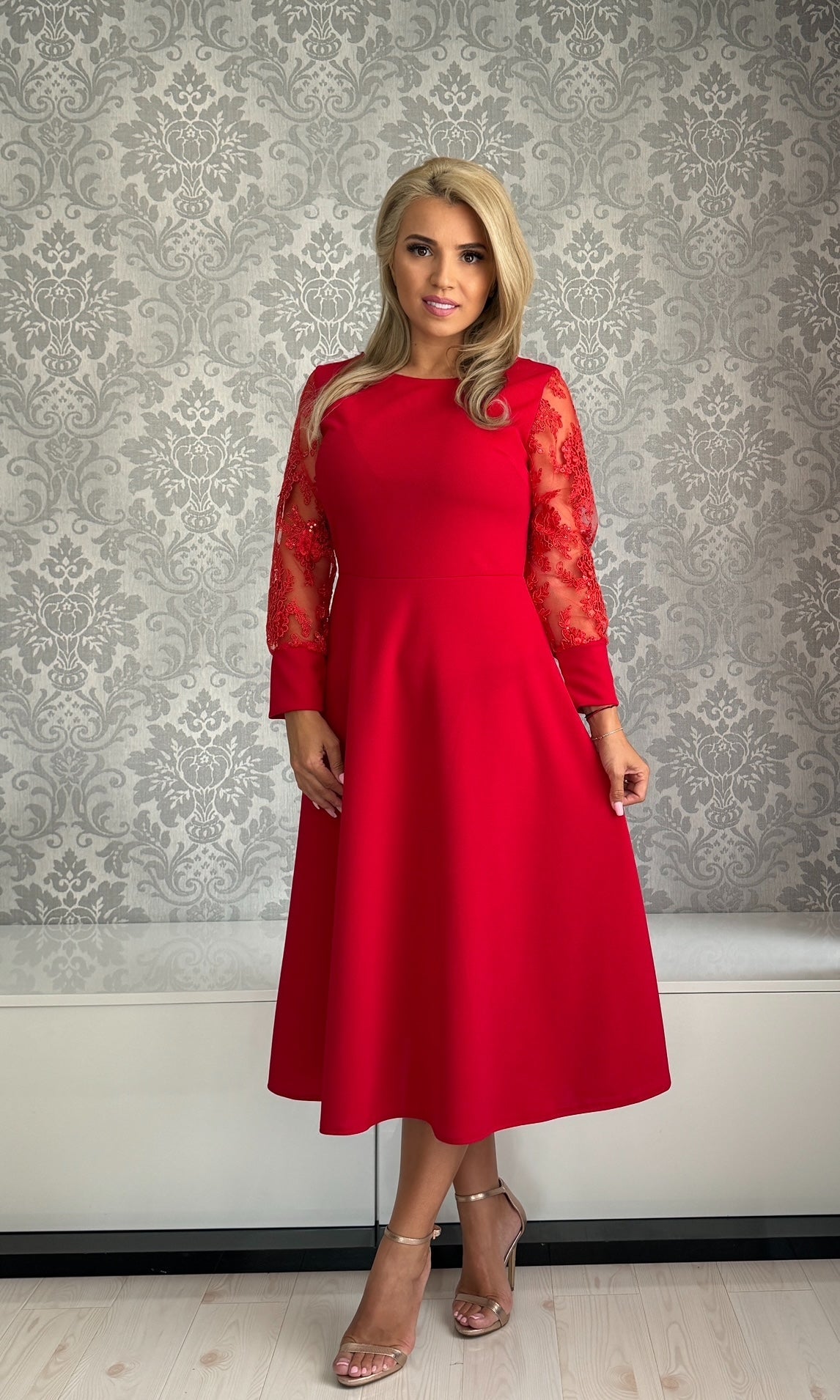 Rochie Erica dantela rosu