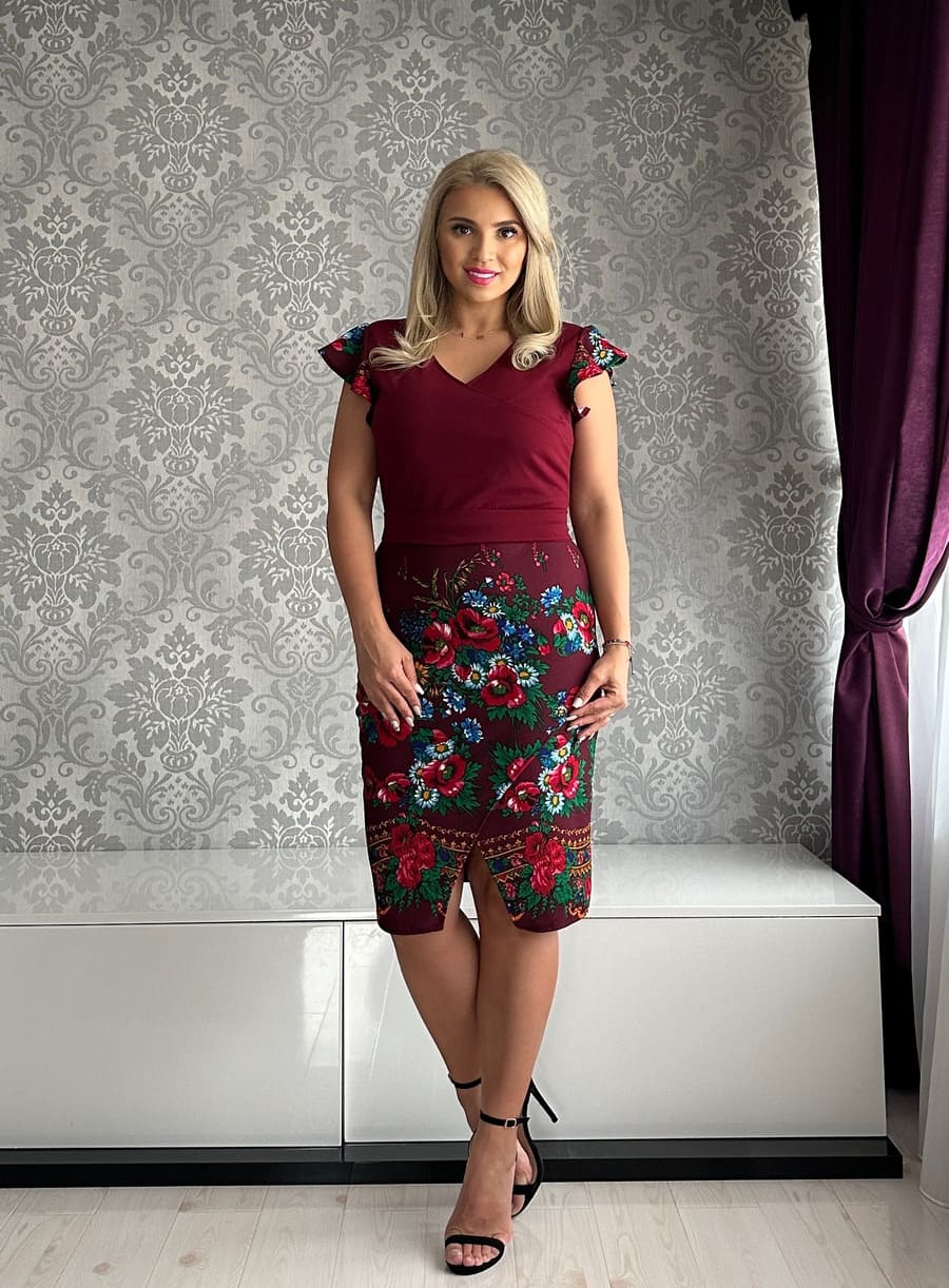 Rochie Corina gipsy aripioara bordo