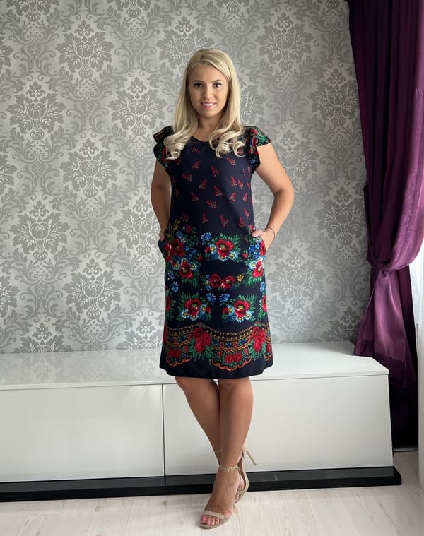 Rochie Flavi gipsy aripioara bleumarin