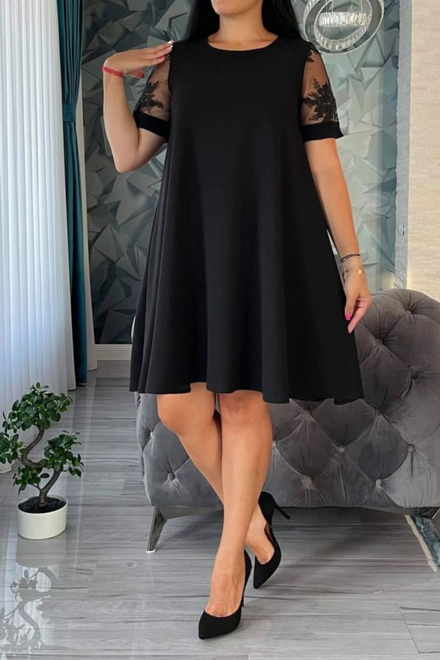 Rochie Helen dantela neagra