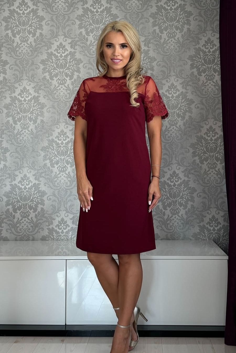 Rochie Ioana dreapta bordo