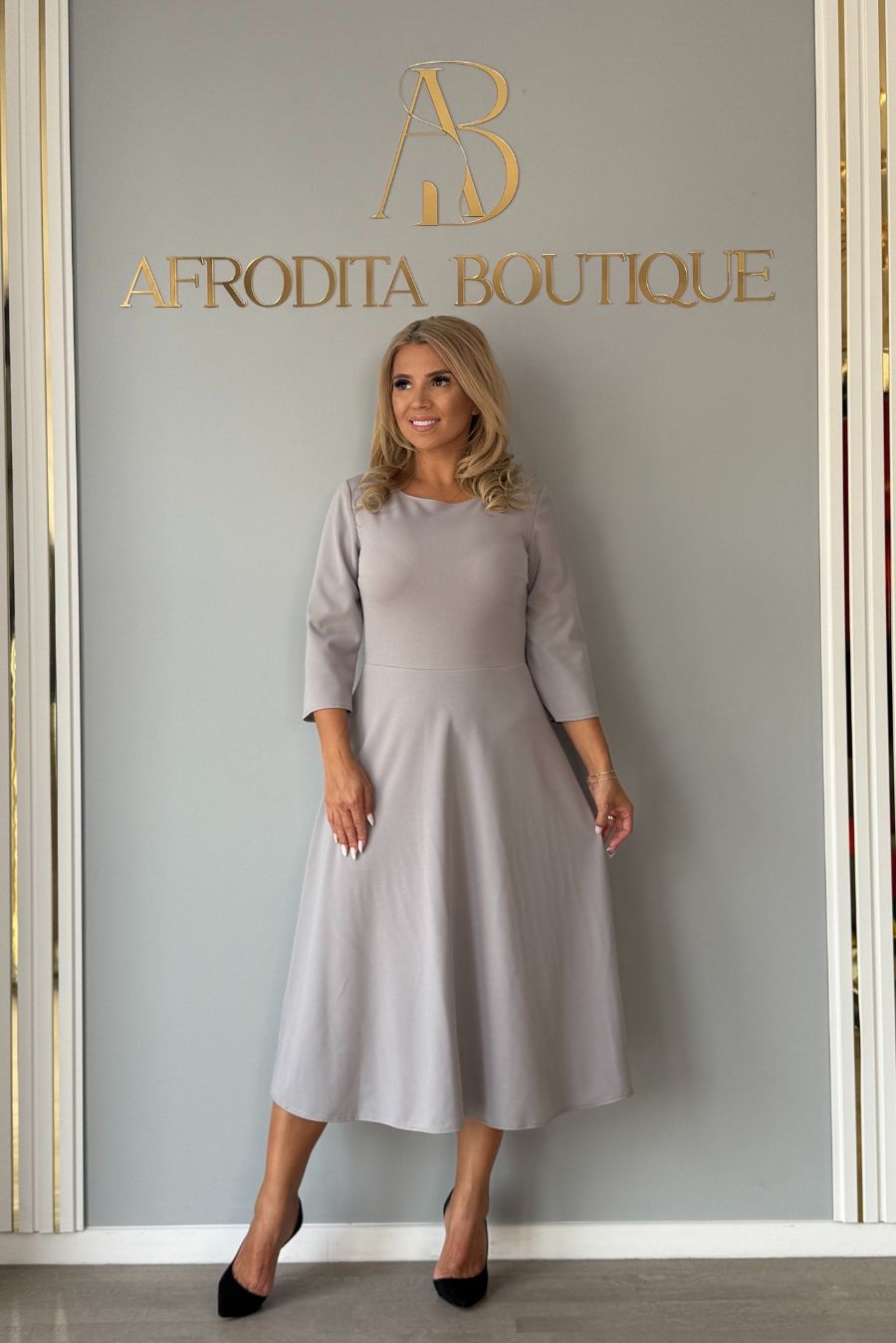 Rochie Erica crep gri