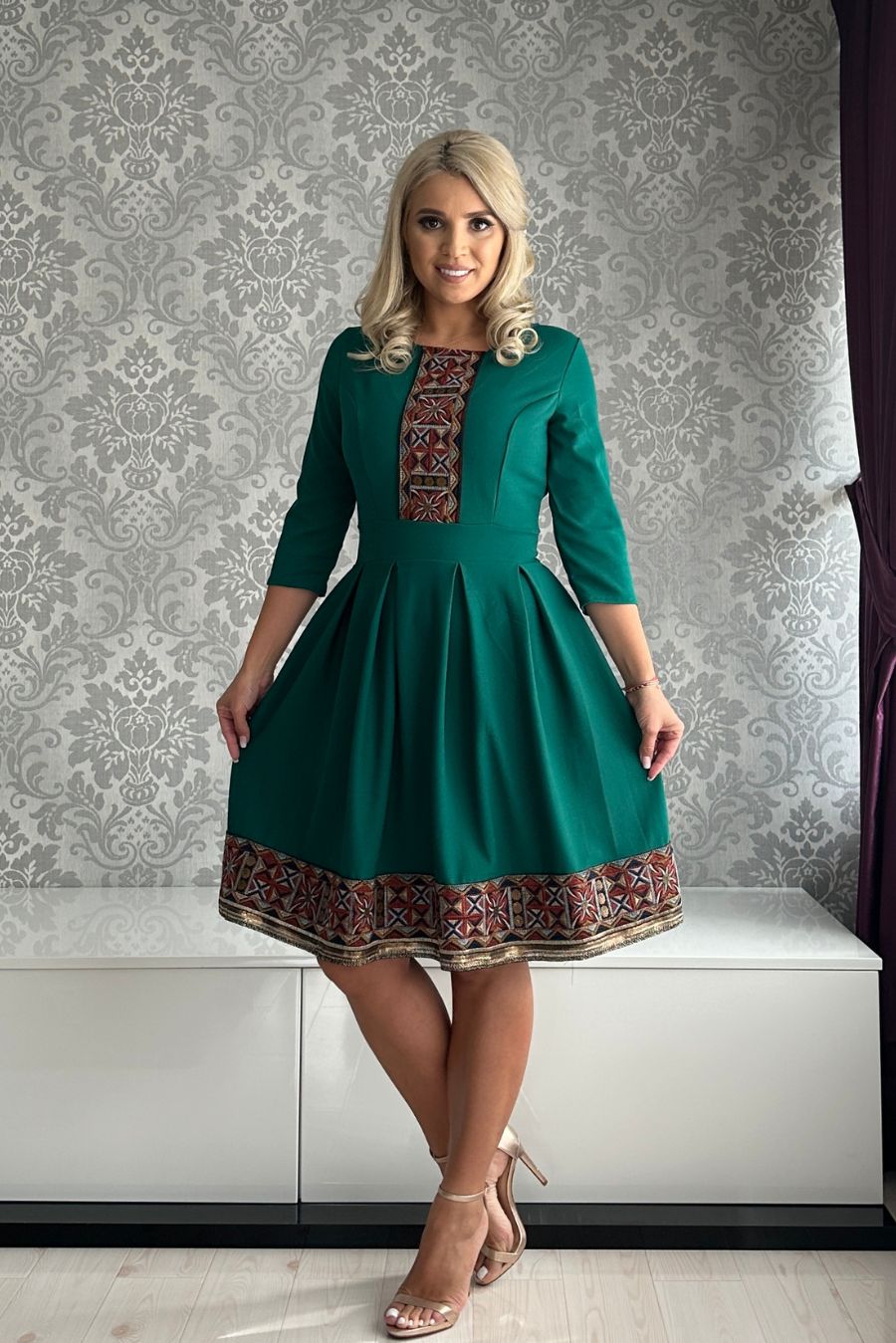 Rochie Tina ml brau paiete verde