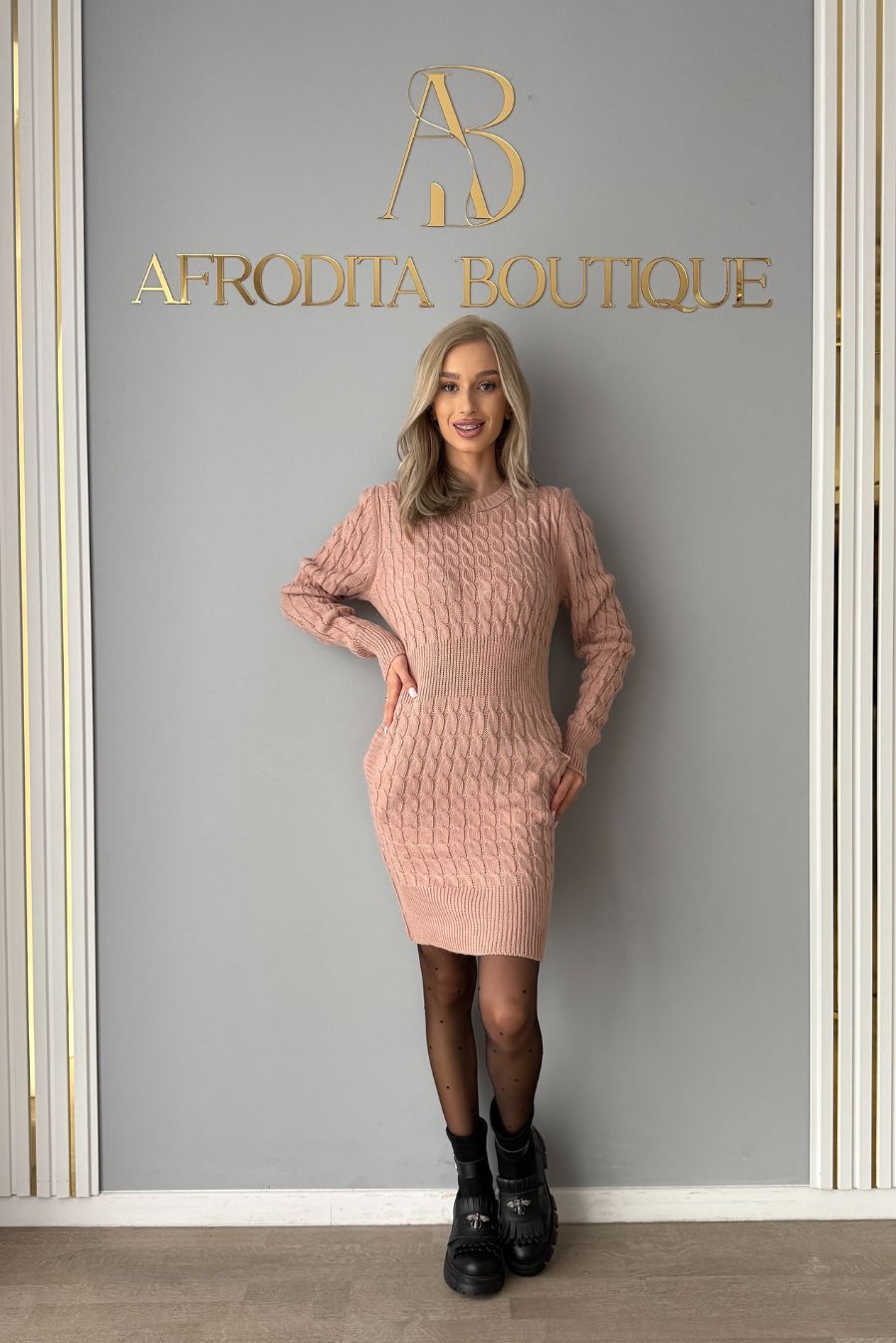 Rochie Kikki tricot roz