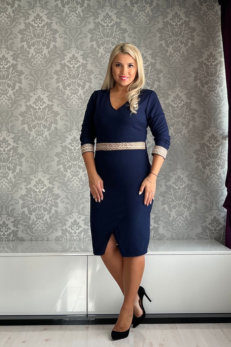Rochie Corina ml brau crem bleumarin