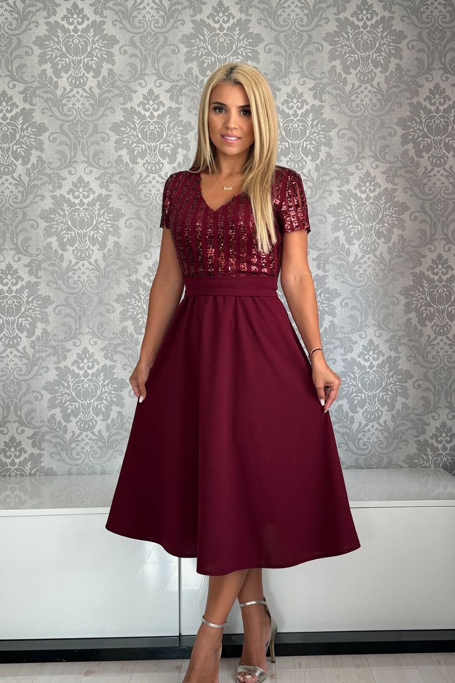 Rochie Lili paiete bordo