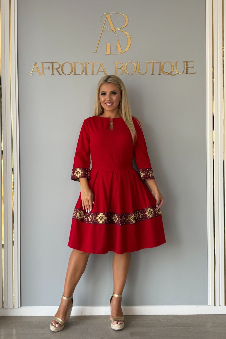 Rochie Iris brau bordo rosie