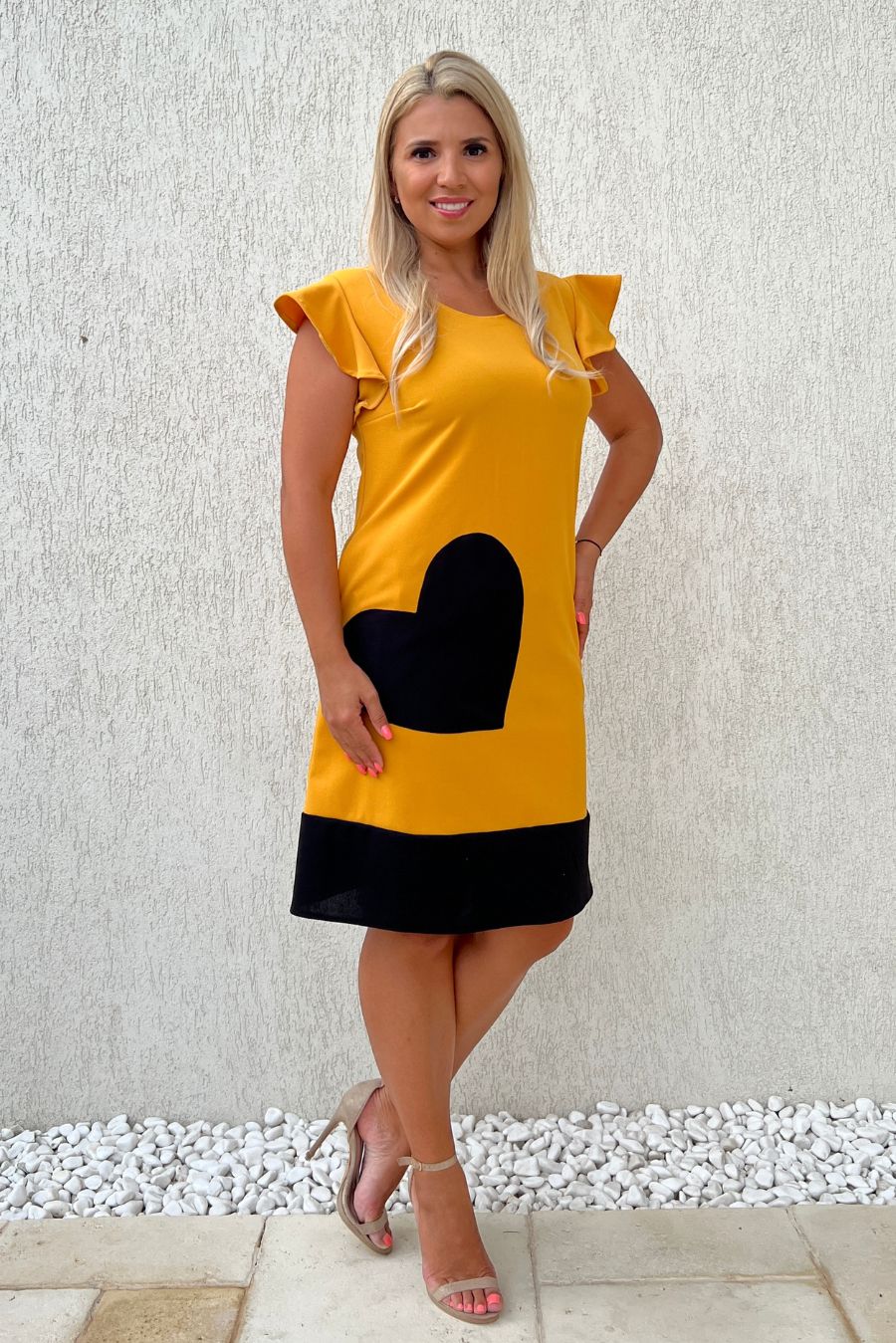Rochie Diana crep mustar