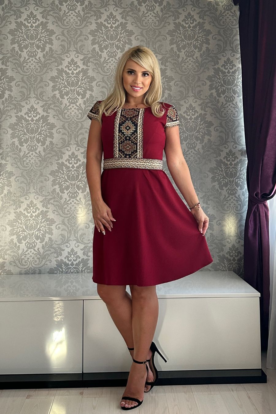 Rochie Erica brau bordo arip