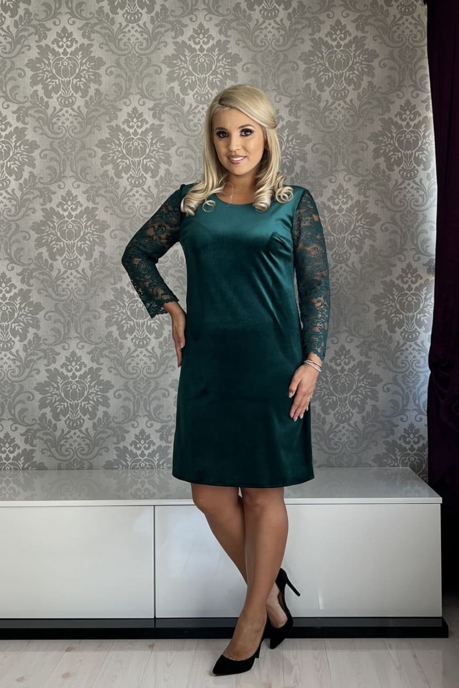 Rochie Ilinca catifea verde