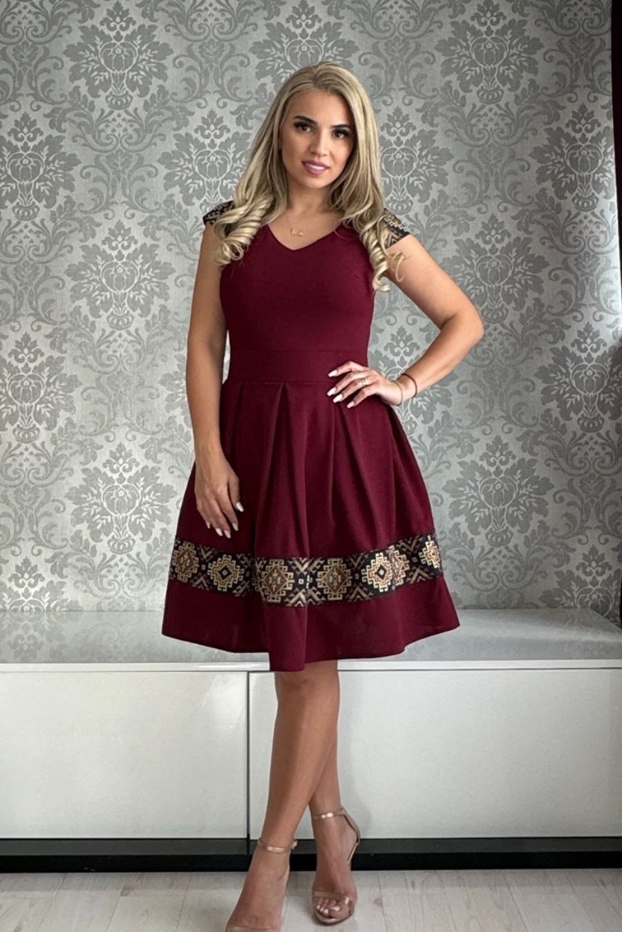 Rochie Iris bordo arip