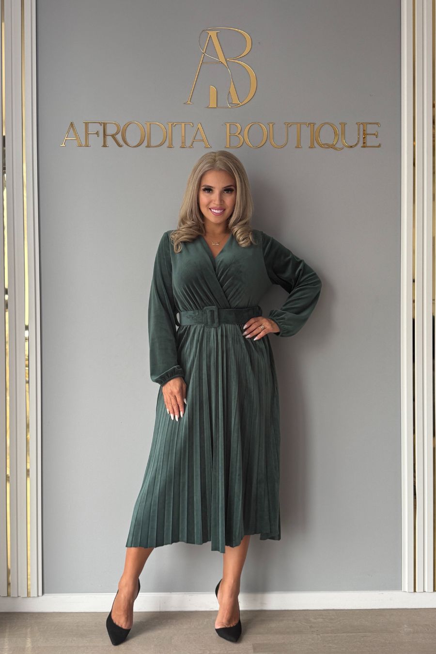 Rochie Hanna pliuri catifea