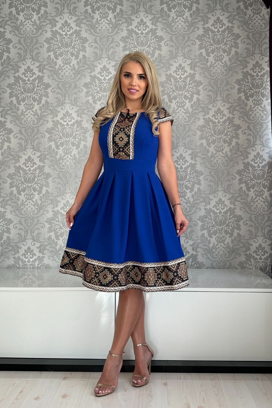 Rochie Tina albastra br inchis arip