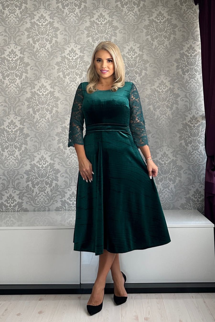 Rochie Elvira catifea verde