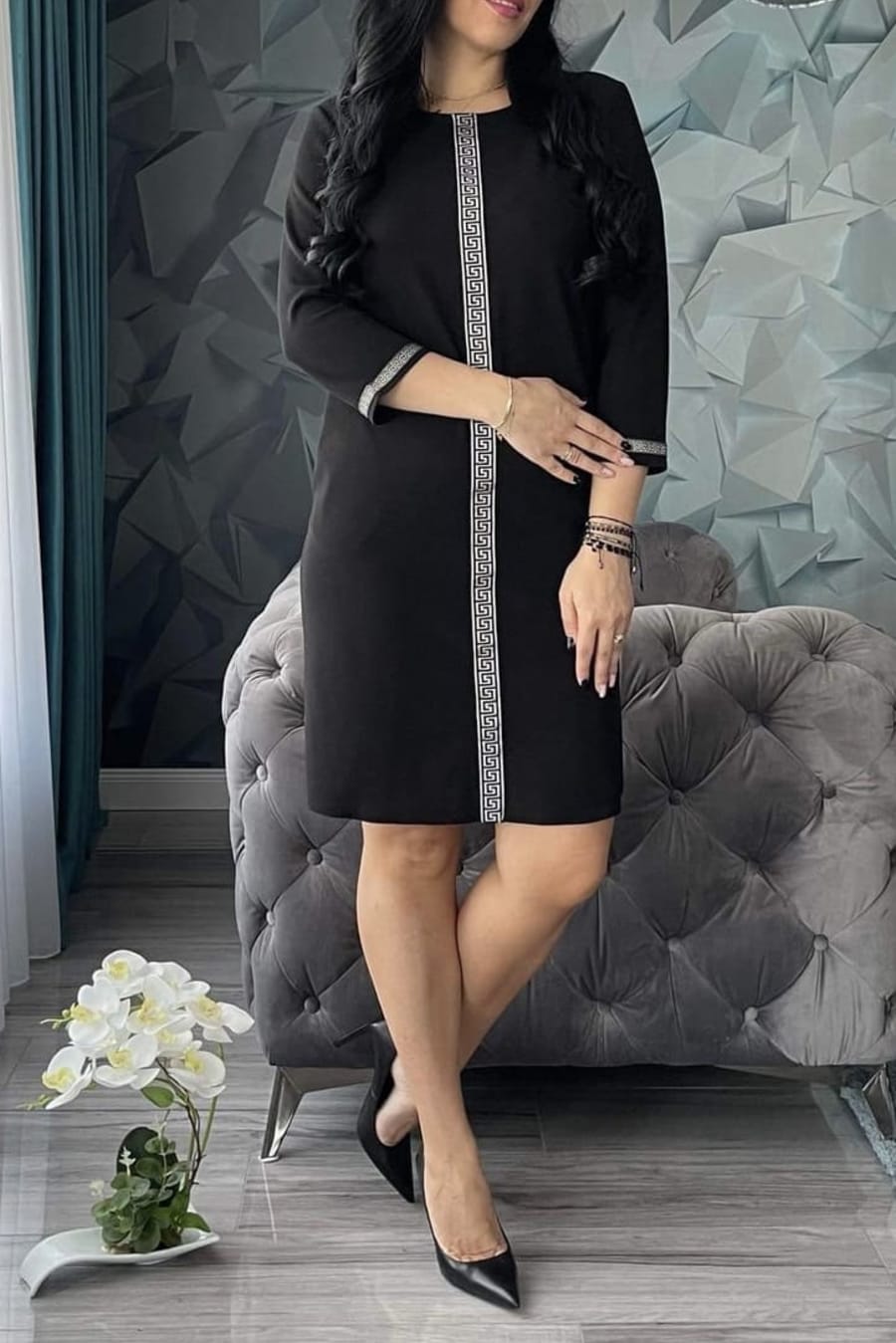 Rochie Marioara brau argintiu-neagra