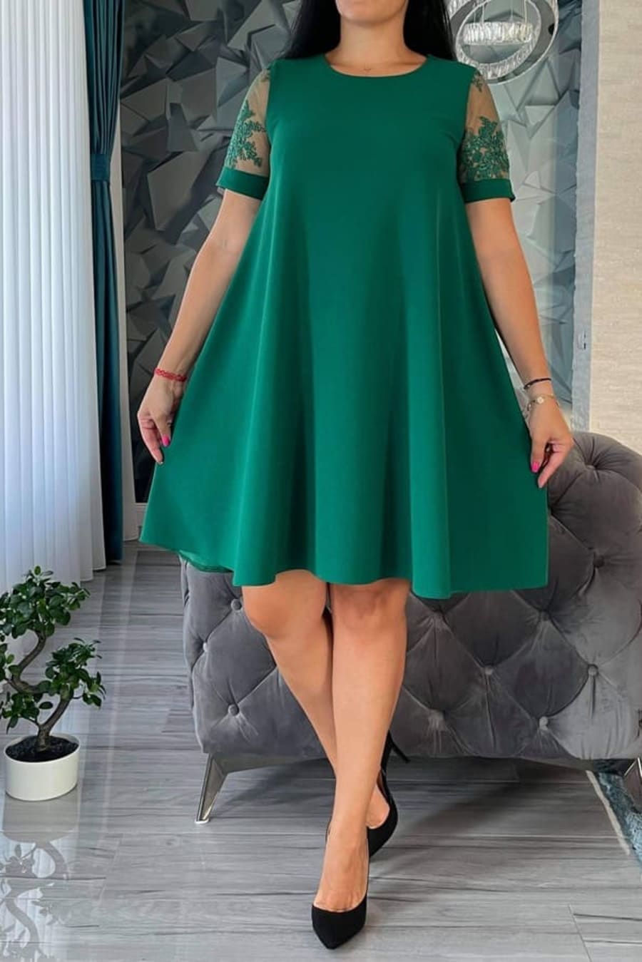 Rochie Helen dantela verde