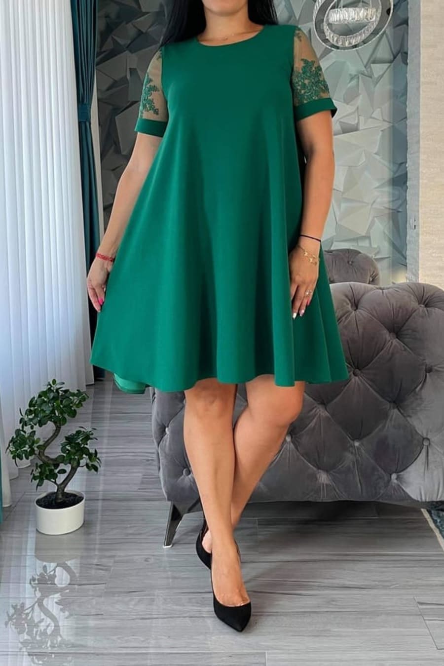 Rochie Helen dantela verde