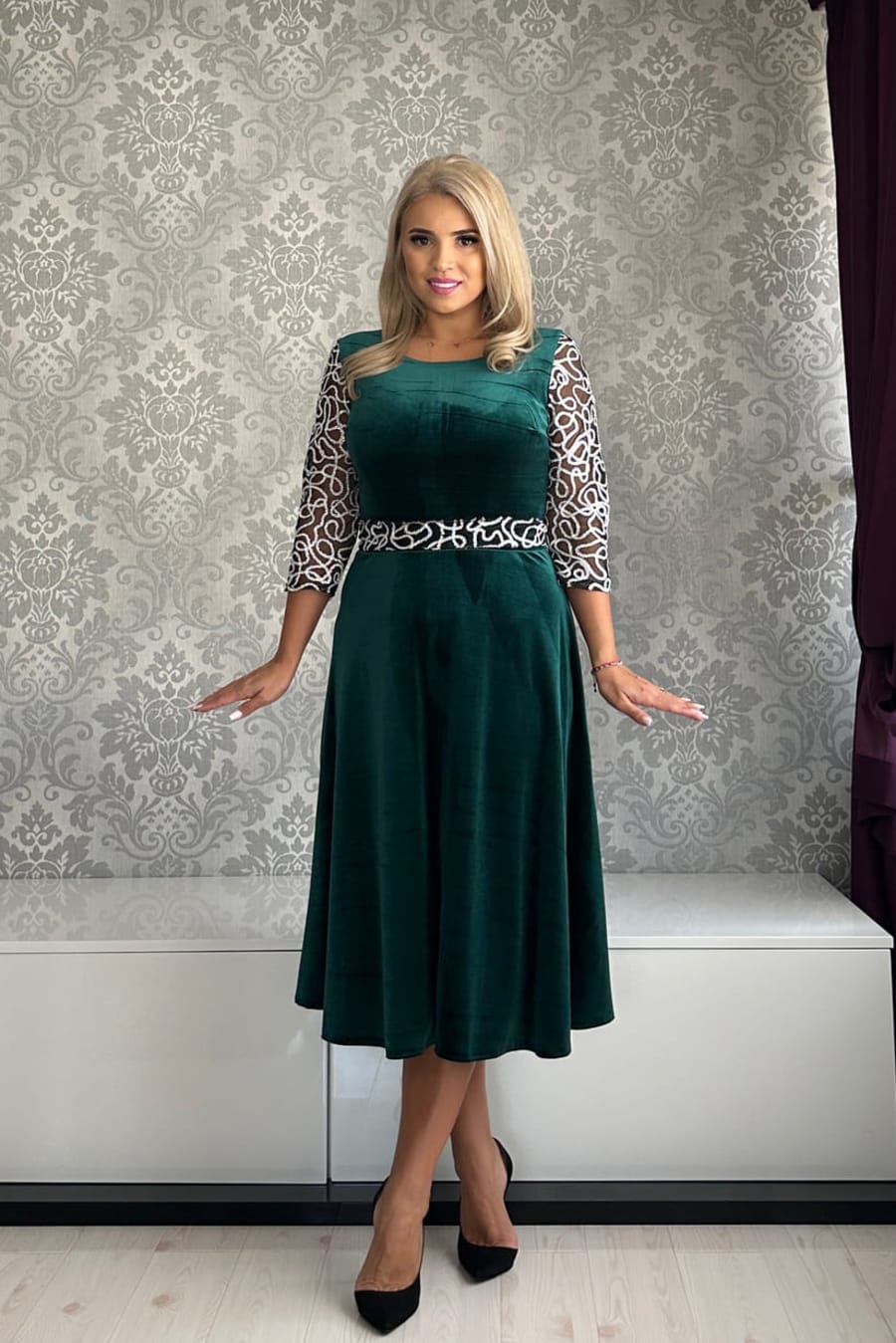 Rochie Elvira argintie verde