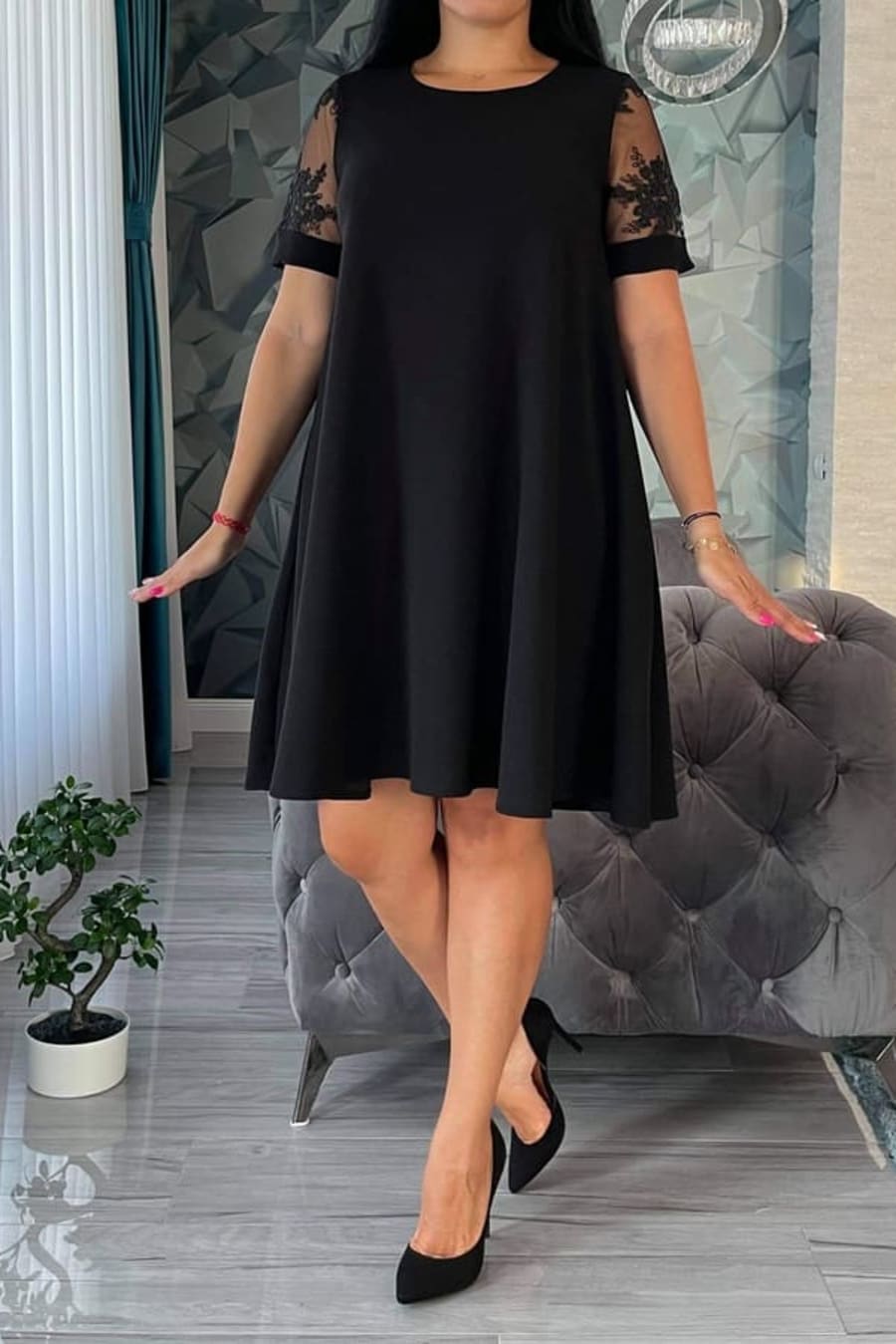 Rochie Helen dantela neagra