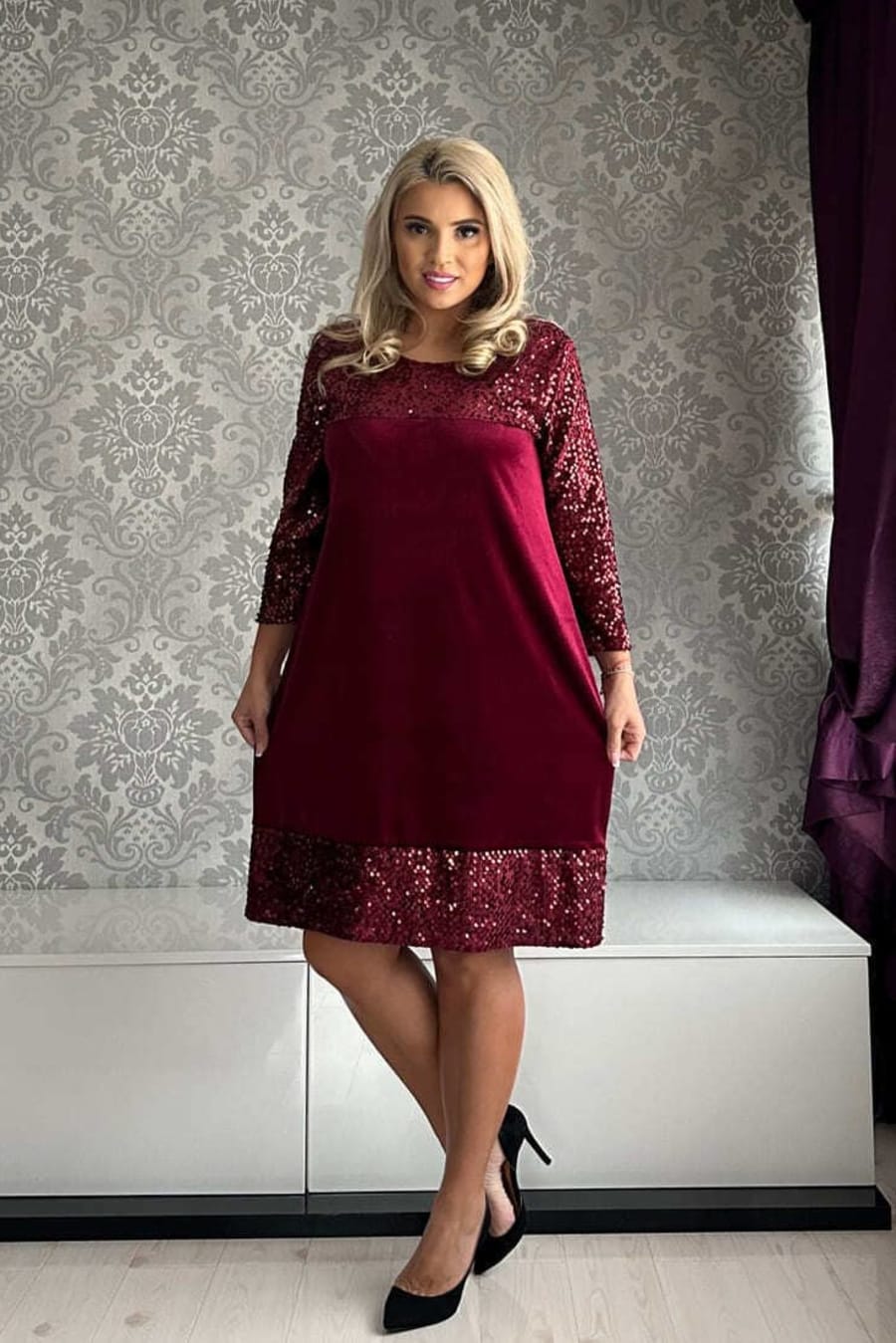 Rochie Anastasia catifea bordo