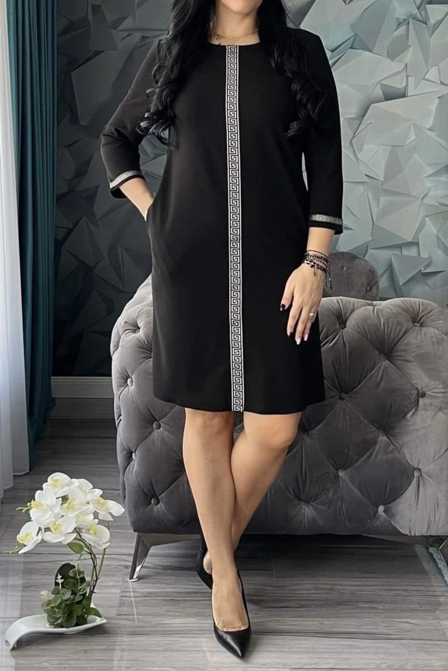 Rochie Marioara brau argintiu-neagra