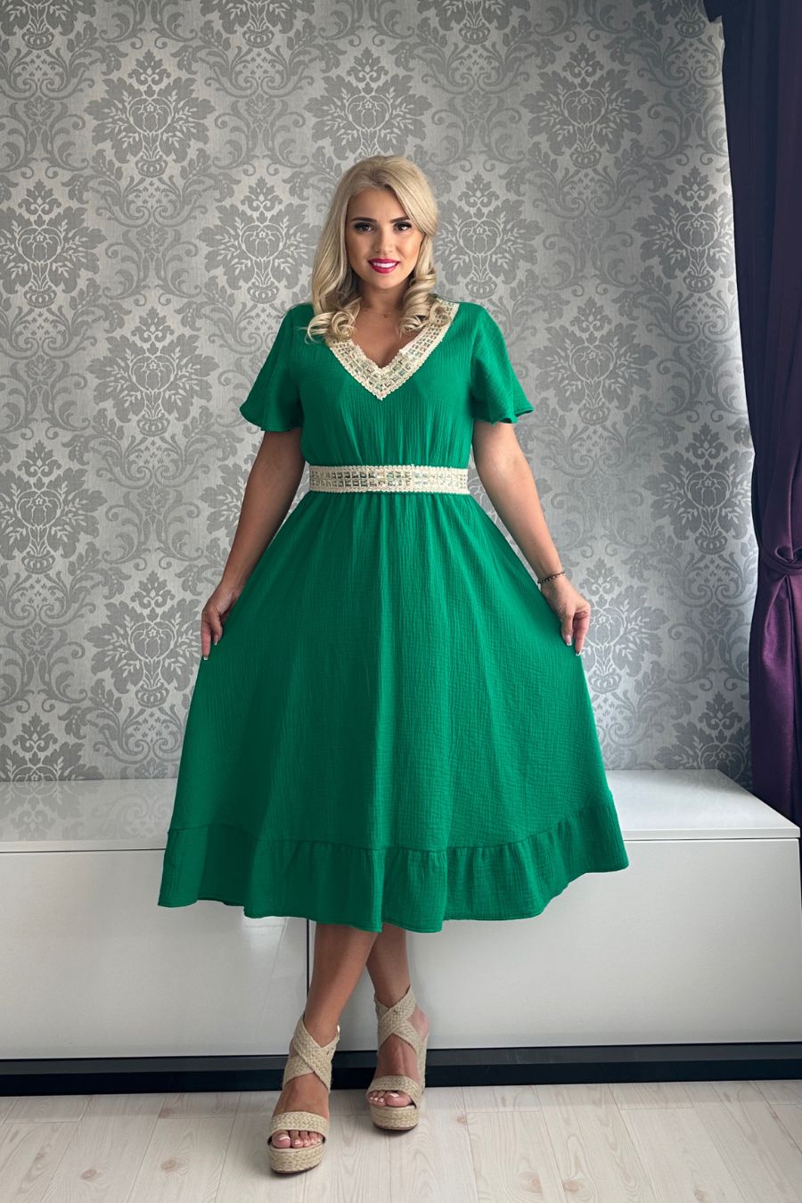 Rochie Zaira muselina verde