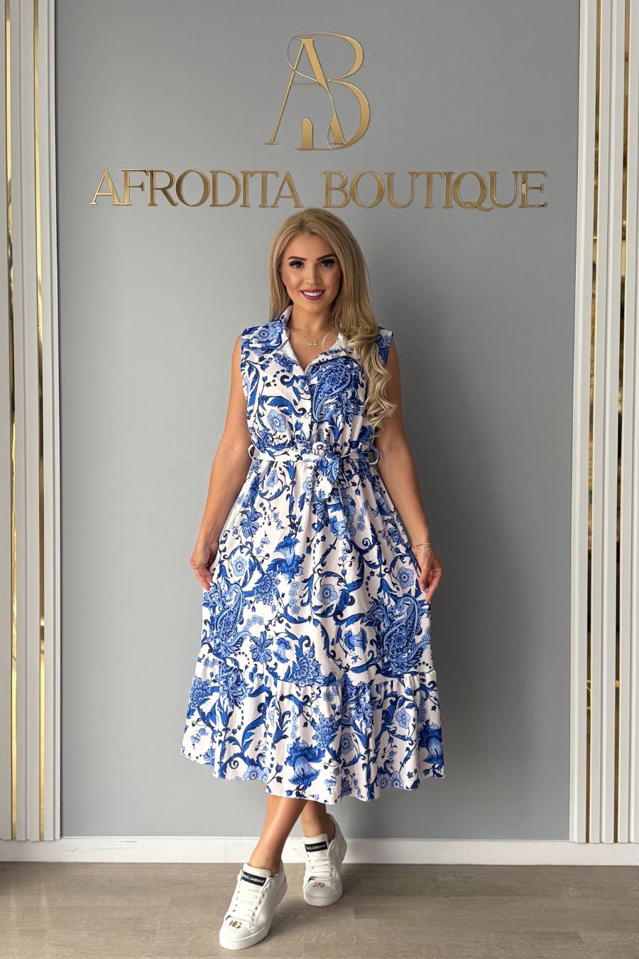 Rochie Zeynep abstract albastru